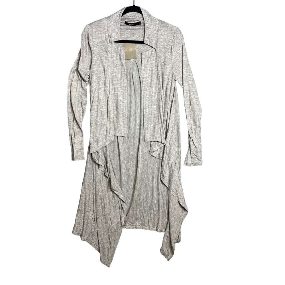 Anthropologie Amadi Cardigan Womens XS Waterfall Jersey Knit Gray Open Front NWT